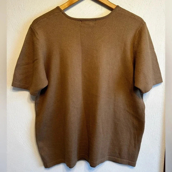 Rena Rowan for Saville Vntg Camel Short Sleeve Sweater Top lambswool blend Sz 1x - Picture 2 of 8
